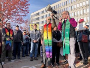 Clergy protesting at the Whipple Federal Court building
