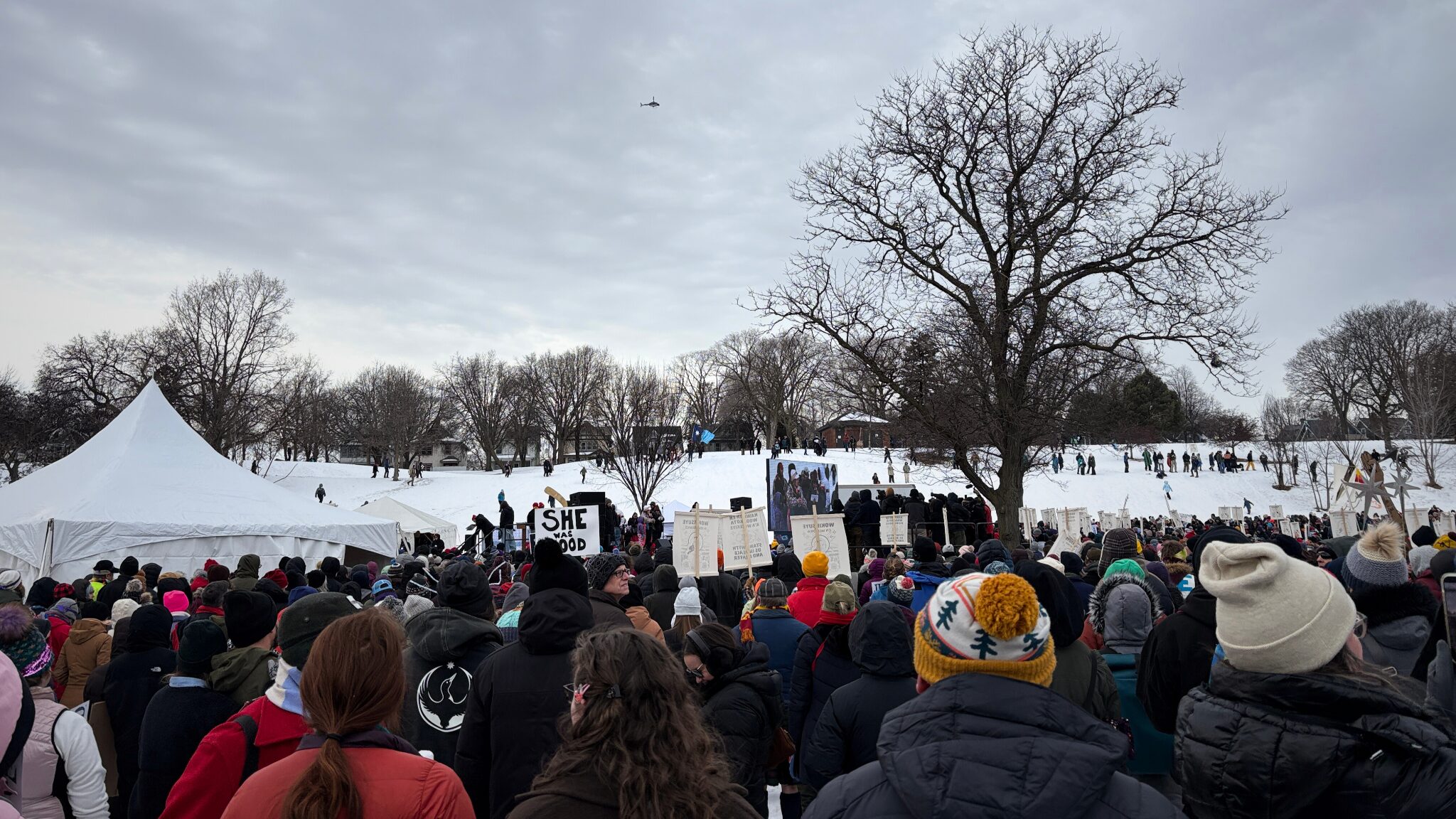 Memorial service for Renee Nicole Good and Alex Pretti at Powderhorn Park in Minneapolis