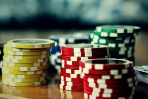 Stacks of poker chips on a table